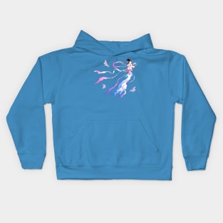 Japanese celestial maiden: Tennyo and butterflies design Designed by Blacklinesw9 Kids Hoodie